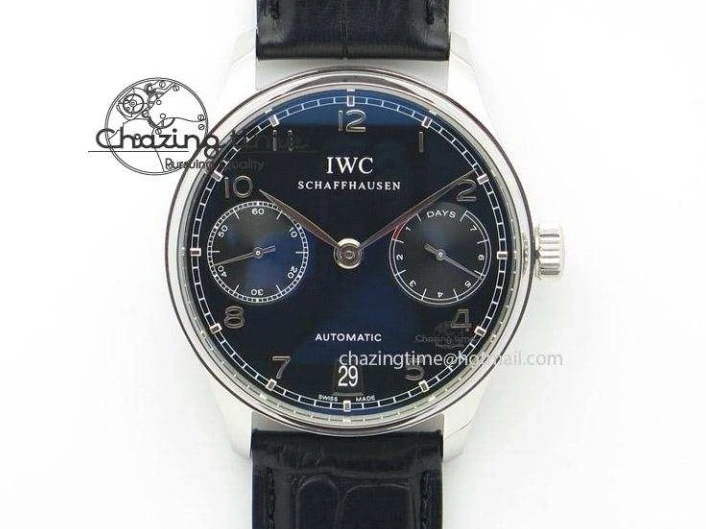 MIROTIME 0413 ZeroBulk Portuguese Real PR IW500715 SS AZF 1:1 Best Edition White Blue Dial on Blue Leather Strap A 7034